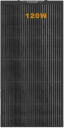  120 wattos napelem, 24% cella hatékonyság, könnyű kialakítás, Fekete napelem