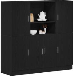  3 részes fekete szerelt fa konyhai szekrénygarnitúrák