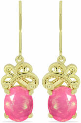  Arannyal Bevont Ezüst Fülbevaló - Rózsaszín Opállal