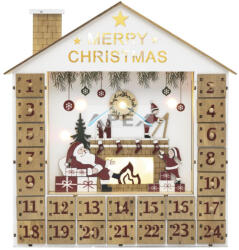  HOME KLW24 LED-es adventi naptár, 10 db melegfehér LED, fa és műanyag, elemes tápellátás, beltéri kivitel - webmuszaki