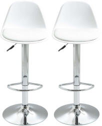 HomCom 2 db szék készlet, Homcom, bőr/poliuretán/acél, fehér