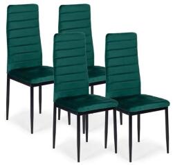  4 db zöld bársony étkezőszék ívelt magas háttámlával, fekete acél lábbal (VELVET4ZIELONY4)