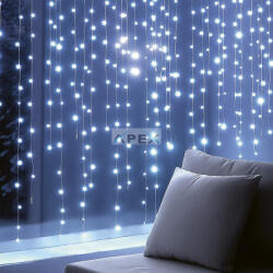 Somogyi Elektronic KIN294DWH DOT LED-es fényfüggöny, 294db hidegfehér DOT LED, 2m hosszú, állófényű, adapteres tápellátás, kül- és beltéri kivitel - webmuszaki