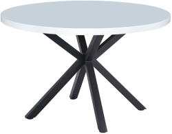 TEMPO KONDELA Étkezőasztal, fehér matt/fekete, átmérő 120 cm, MEDOR - pepita