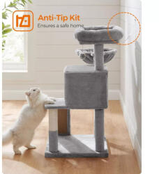  Macska kaparófa, cicatorony, pihenőkosárral, szürke 48x48x96 cm