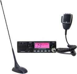 PNI CB rádióállomás TTi TCB-900 EVO, DSS, 4W, 12-24V, CB antennával PNI Extra 48, 45cm, mellékelt mágnessel