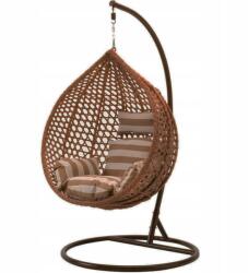  Technorattan Függőfotel - Barna, Csíkos Párnával - 202cm magas (FAT0004)