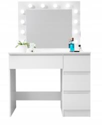 Aga Fésülködőasztal tükörrel, világítással és el. Matt fehér konnektor (MRDT05-MW-S)