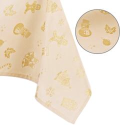 AmeliaHome Asztalterítő CHRISTMAS STORY sárga nyomott motívum ünnepi 140x200 ameliahome