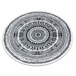  Mandala Kerek Szőnyeg - Fehér-Fekete - 200 cm
