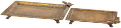 Art-Pol Antique keleties jellegű szögletes dombormintás óarany 2db-os tálca szett pillangókkal 4x34x24 / 4x26x19cm (175606)