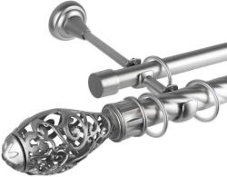 Elegáns Dupla Függönyrúd - Fém - Ezüst - 400 cm