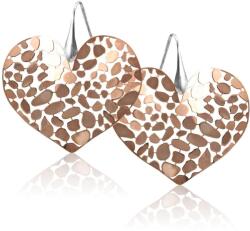  Ezüst Szív Fülbevaló - Ródium Bevonat - Szemcsés