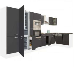 Leziter Yorki 430 sarok konyhablokk fehér korpusz, selyemfényű antracit fronttal alulagyasztós hűtős szekrénnyel (LS430FHAN-AF)