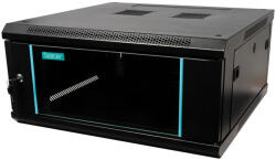  Szekrény 19″ SPACER 4U 600x600mm, falra rögzíthető, Flatpack (nem összeszerelve), fekete, kivehető panelek, 1, 5 mm acél, maximális teherbírás 60 kg