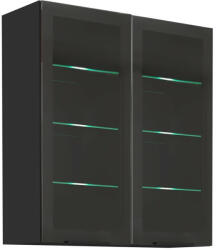 Tempo Felső szekrény, fekete, ARAKA/MENZO/SIBER 80 GS-90 2F - pepita