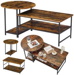 Lean 2 Az 1-Ben Vintage Rusztikus Fa Dohányzóasztal Garnitúra 123x60x51cm- 26622 (26622) (26622)