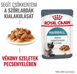 Royal Canin HAIRBALL CARE GRAVY - szószos nedves táp felnőtt macskák részére a szőrlabdák könnyebb eltávozásáért 85g x 12