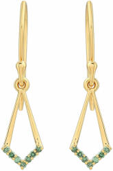  Aranyozott Ezüst Fülbevaló Zöld Gyémántokkal - 0.17 Karát