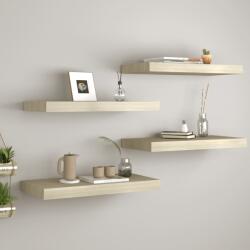 4 db tölgyszínű mdf fali polc 60 x 23, 5 x 3, 8 cm