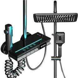  NEXTLY Zuhanyoszlop Digitális - Esőztető, Kézi és Oldalsó Zuhanyfej, Szürke