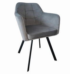 TEMPO KONDELA Fotel, szövet bársony szürke/fekete, ZERON NEW