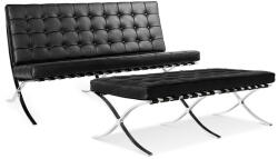 King Home Barcelon Valódi Bőr Pad Polírozott Acél Fekete (KHM-KH1501100289)