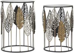  FOGLIE 2 darabos fekete és arany vas dohányzóasztal (MF-1423990000)