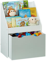  Gyerekpolc játéktároló dobozzal fehér-szürke 10037774