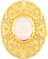  Arannyal bevont Ezüst Gyűrű - Szivárvány Holdkő - 2.93 Karát