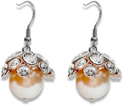 Swarovski Kristályos Gyöngy Fülbevaló - Rózsaszín Arany