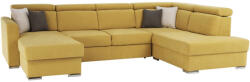 Tempo Luxus kivitelű ülőgarnitúra, sárga/barna párnák, jobbos, MARIETA U
