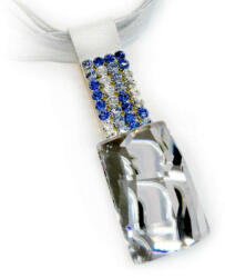 Swarovski Kristály Nyaklánc - Fehér-Kék - Bőr