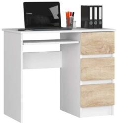 AKORD Jobbkezes Számítógépasztal P77_90cm, fehér-sonoma (IP0PBIUBIADAB008)