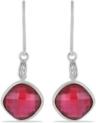  Ezüst Fülbevaló - Madagaszkári Rubin és Fehér Topáz - 10.72 karát