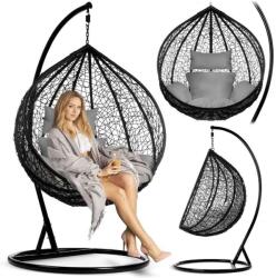  Függőfotel Rattan Szürke Párnákkal, 115x108x195cm (FAT0001)