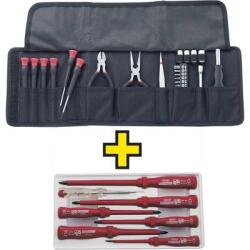  Elektronikai Szerszámkészlet Táskában, 25 részes + VDE Csavarhúzó Készlet, 7 Részes