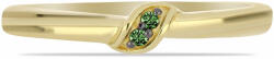  Arannyal Bevont Ezüst Gyűrű - 0.02 Karátos Zöld Gyémánttal