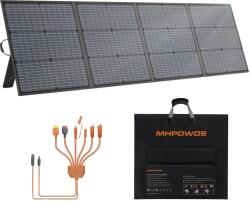  Napelem, 220 W csúcsteljesítmény, 20 V feszültség, 11 A áramkimenet, IP67 vízálló, állítható szögű kitámasztó