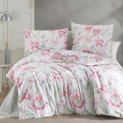  Szatén ágynemű 200x220 Pattaya rózsaszín fehér virágok Exclusive 24