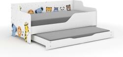  LILU gyerekágy laminált fronttal és oldallal 160x80cm matraccal és ágyazható ágyneműtartóval benne 140x70 cm matraccal - mini zoo