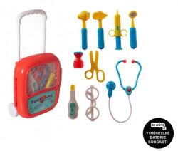 Teddies Set medic/medic plastic cu stetoscop cu baterie într-o carcasă din plastic pe roți (TD00850080)