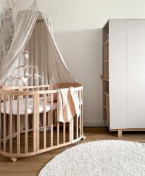 7in1 ovális babaágy fa színben