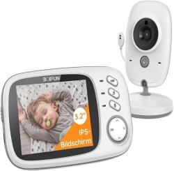  Baby Monitor, 3.2 Inch LCD Display, Two-Way Communication, Night Vision,