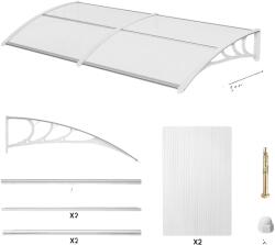  Ajtó lombkorona, tartós polikarbonát szerkezet, könnyű telepítés, 190x98, 5 fehér