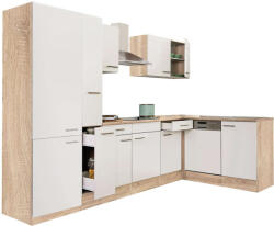 Leziter Yorki 310 sarok konyhablokk sonoma tölgy korpusz, selyemfényű fehér fronttal polcos szekrénnyel (LS310STFH-PSZ)