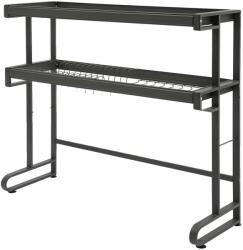  Edényszárító állvány, mosogató fölött, kétszintes, erős szénacél szerkezet, sötétszürke