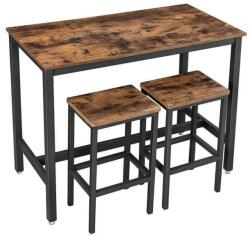VASAGLE Rusztikus magas asztal 2 bárszékkel 120 x 60 x 90 cm, barna-fekete (LBT15X)