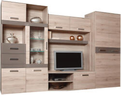 TEMPO KONDELA Nappali bútor, tölgy san marino/latte magasfényű HG, ASSOR - pepita