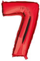  Metálpiros számfólia lufi, magassága 35 cm, születésnapra, 7-es modell